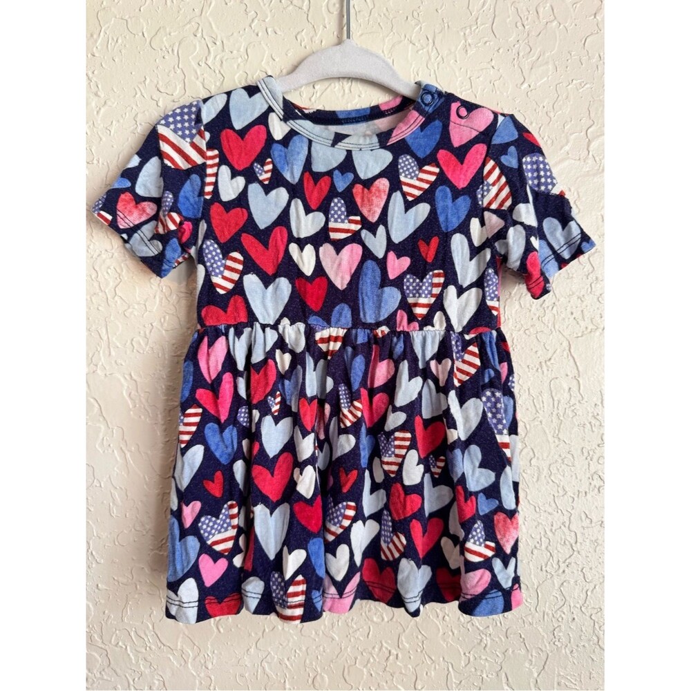 Posh Peanut Liberty American Flag Hearts Bamboo Peplum Top Girl 12-18M 12-18 Mos
